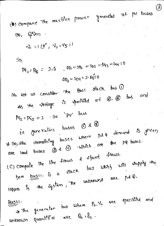 lb, compare The rea cure rower enerdad at b ubes te dere Yators buses (2) are load buses θ4O .Wh&h are the pe buses (C) compu