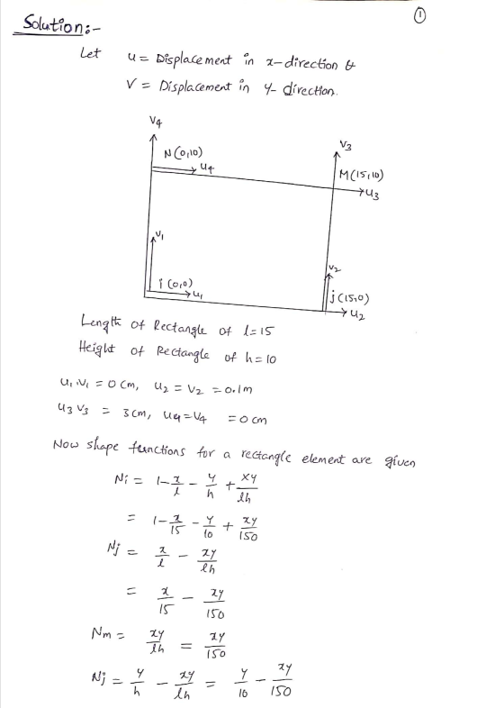 Solutions- Let U = Displacement in 2-direction & V = Displacement in 4- direction V4 V2 NC0110) Uq M(1510) 구니3 M Toro) 키네 jc1