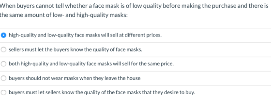 When buyers cannot tell whether a face mask is of low quality before making the purchase and there is the same amount of low-