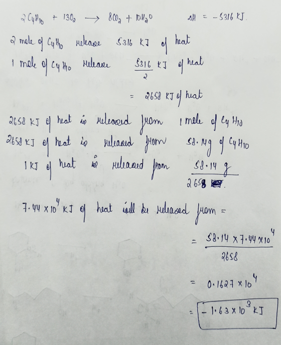 a Cymro + 1300 = 800g + 101170 elf = -5316 KJ. a mole of Culho release $316 k] of heat I mole of cy ho release $316 KJ of hea