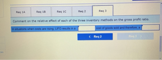 Req1A Req 1A Req 18 Reg 1B Req 1C Regic Reqa | Req3 Req 2 Req3 Comment on the relative effect of each of the three inventory
