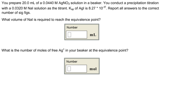 You prepare 20.0 mL of a 0.0440 M AgNO_3 solution