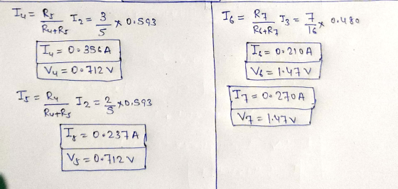 Iy= Rs Rut Rs Iq = 3 If = R7 I3 = 7 x 0.593 0.480 s Iy = 0 - 356A Vy = 0.712 V R6+R7 Ip = 0.210 A V6 = 1.47V Is = Ry Rutks If