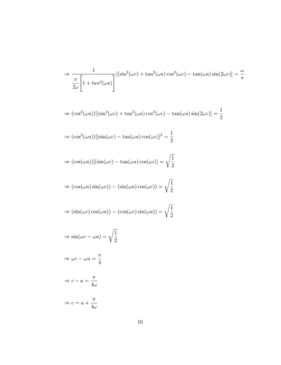 sin(we)+ tanr(w)()tan 1+tan2(wa) 2w (cos(wa))[(sin(we)-tan(wa) cos(wc)12 =- (cos(wa))[sin(wc)-tan(wa) cos(wc)] = → (cos(wa)