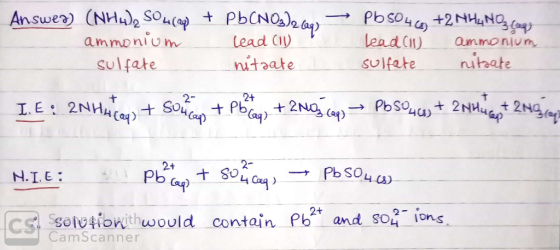 Answer) (NH4)2SO4(0) + Pb(NO3)2 600 ammonium lead (11) sulfate nitaate Pb 504.69, +2 NH4NO3 con Lead (11) ammonium sulfate ni