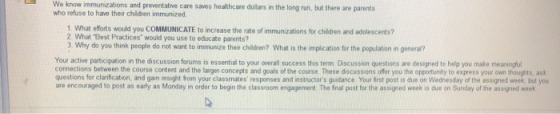 We know immunizations and preventative care saves healthcare dollars in the long run, but there are parents who refuse to hav