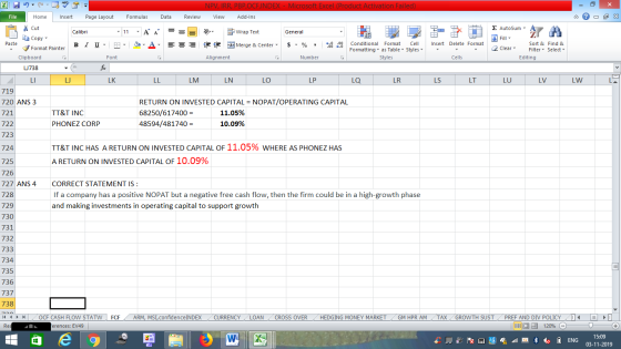 NPV, IRR, PBP,OCFINDEX - Microsoft Excel (Product Activation Failed) View Add-Ins File Home Insert Page Layout Formulas Data