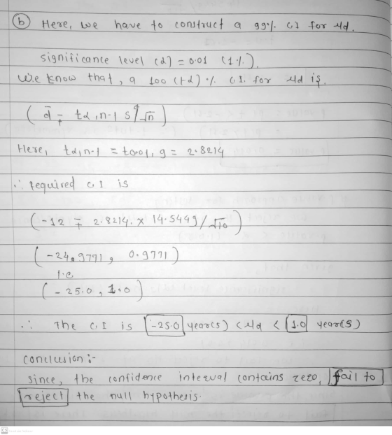 b Here, we have to construct a gg% -ot for eld. significance level (2] = 0.01 (1%). We know that, a too (+2) % ol for eld is.