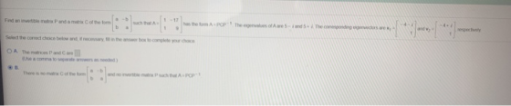 Find an invertibmat Panda mer of the form -D Such that 1 - 17 1 9 as the form APOPThe goes of 5 - and 5. The compondres won S