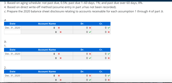 3. Based on aging schedule: not past due, 0.5%; past due 1-60 days, 1%; and past due over 60 days, 8%. 4. Based on direct wri