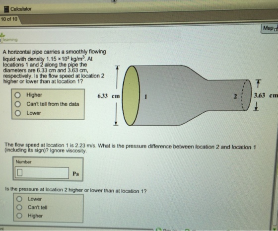 A horizontal pipe carries a smoothly flowing liqui