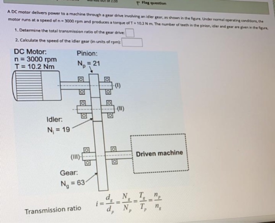 p Hay question ADC motor delivers power to a machine through a gear drive involving an idler gear, as shown in the figure. Un