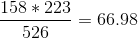 \frac{158*223}{526}=66.98