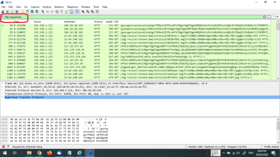 - 0 *Wi-Fi File Edit View Go Capture Analyze Statistics Telephony Wireless Tools Help + Protocol HTTP HTTP HTTP HTTP http.req