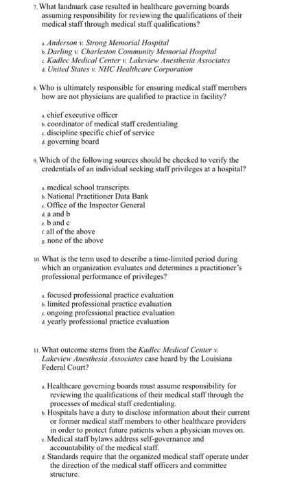 . What landmark case resulted in healthcare governing boards assuming responsibility for reviewing the qualifications of thei