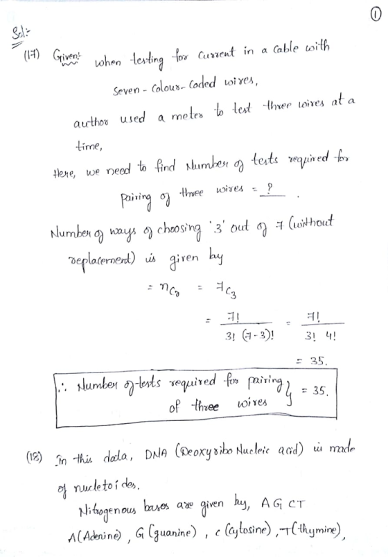 (l-f) tiven … when -testing for GlYIent in a able aith Seven - Calou- Coded oives, author used a meles o lest tlnee oies at a lime, Hehe, we need to find Nink9tD tats לVi, ed., est exts equirecl - us qYen 3 35 ,. Number of tee oivesJ 35 o nuirle to i ce>, Nittoa.nous bwe argiven hi. AG СТ quanine) c y Cjtosine) ,Thym nune
