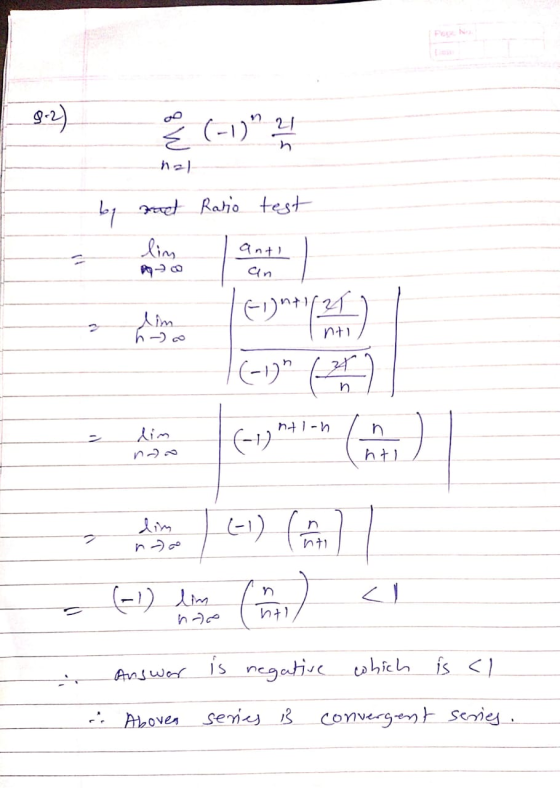 9-2) E (-1) 21 h nal by rast Ratio test lim Mac anti an lim h - | [1]** (21) (-1) (28) lim nti-h n fo ht dim n - LI) ( nti (