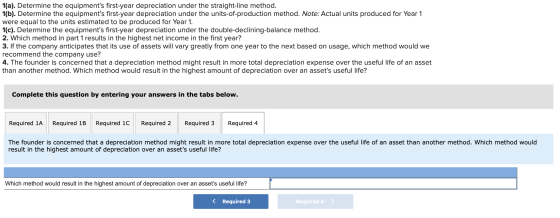 1(a). Determine the equipments first-year depreciation under the straight-line method. 1(b). Determine the equipments first