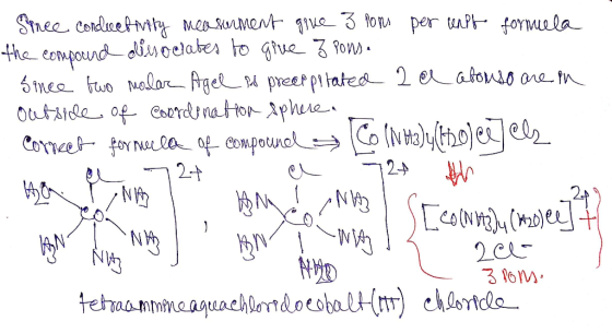 Shree conductivity measurment give 3 rom per east formula the compound diesoclates to give of ponse since two molar Agel is p
