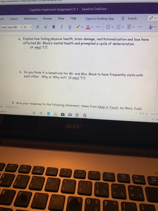 hetp/onedrive live.comyiditaspreid AYM4EDLEJNE 1203 Cognitive Impairment Assignment (1) 1 - Saved to OneDrive sert Layout Ref