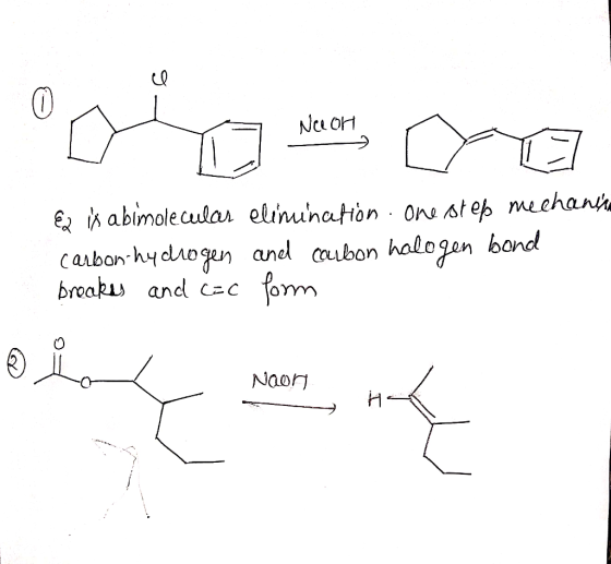 N o € h abimolecular elinuhation One step meehan carbon hydhogen andl caubon halogen band broak and Cc fom Naorn