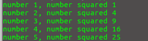 number 1, number squared 1 number 2, number squared 4 number 3, number squared9 number 4, number squared 16 number 5, number