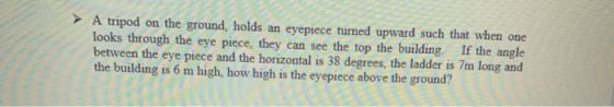 A tripod on the ground, holds an eyepiece turned upward such that when one looks through the eye piece, they can see the top