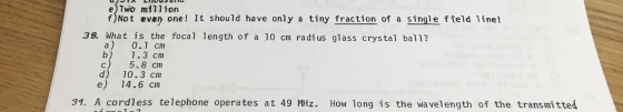 What is the focal length of a 10 cm radius glass c