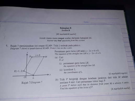 Bahagian B Seonor B 140 markah/40 marks) Jawab mana-mana empat soalan daripada bahagian ith Anwer any four questions from thi