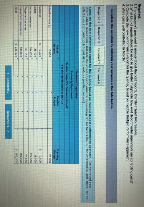 Required: 1. The companys president is uneasy about the cost reports, Identifly at least two reasons. 2 What kind of reports