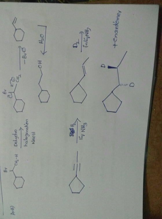 By By Arb) 실-a Dehydro halogenakon AaoH он ley NH3 +enantomey