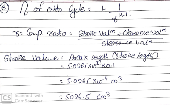 e of otho lo Cycle K-1. & Comp. ratio i Stooke valm + clearance volm clearance volm Sosoke Valeve: Aslax legth Csboke legth]
