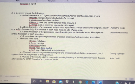 Paragraph Styles LPrepare a report indicating mode numbered sections 3) in the report provide the followings a A short overvi