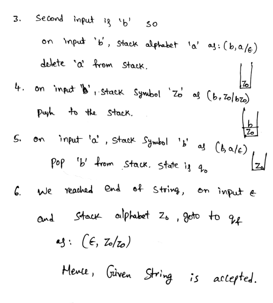 3. Second input ;8% so delete a fom Stack Zo Puyh o ta Stack Zo S on nput a , Sta Pop tb from Stack. State Ond ot Stri
