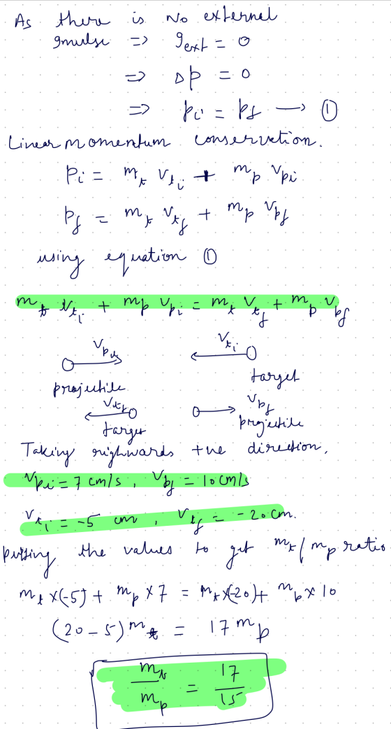 . As there is no external : ... gmilye: -). L= 0 . = o p =0 => pos.p. - Linear momentum conservation.. : Pi= mit mp pi :: Pg