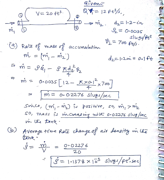 Given V-20 ft3 = 12 ft%, slug/P 2 accumulahon 2. 2. n< 9- m 2.0
