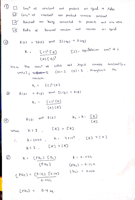 O ♡ X Conch of Concn of Reactant Rate of reactant reactant are being torward and product are equal is False and product remai