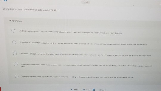 Savd Which statement about antivral medications is NCORRECT Mitie Choxu rel repcion generaty uses host cel mechicery bece of