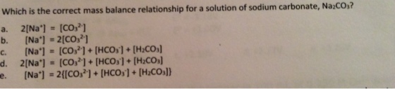 which is the correct mass balance relationship for