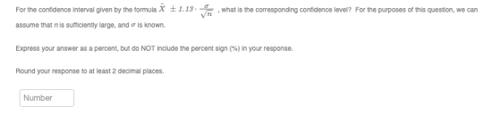 For the confidence interval given by the formula X 1.13. , what is the corresponding confidence level? For the purposes of th