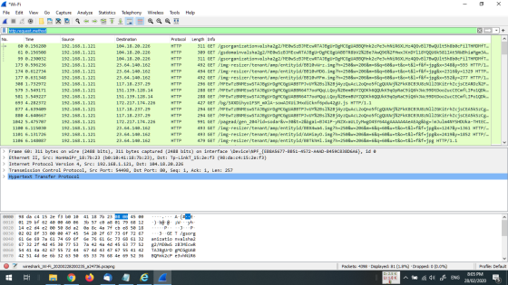 - 0 *Wi-Fi File Edit View Go Capture Analyze Statistics Telephony Wireless Tools Help + No. Protocol HTTP HTTP HTTP HTTP http
