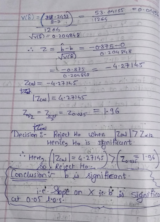 - 0. 0.05196 VI VC) = (318-2493) = 53.on155 11265 318 - 2493 8-2 1264 TV 6) = 0.204848 ; 2 = b-b = -0.875-0 0. 204848 – – 4.2