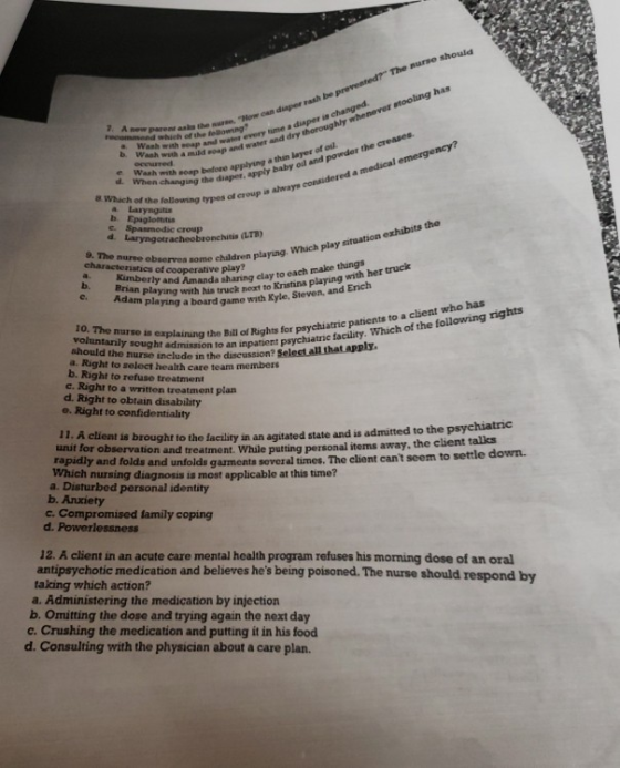 ted The nurse should change 7. A new parental theadh be a diaper Which of the following w Wash with soap Wacha pand water an