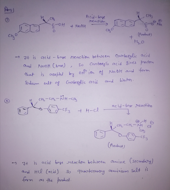 Ary) 4 ...CH -¢-OH Acid-base reaction ( сни + NaOH сно + (Product) Ho → It is acid - base reaction between courboxylic and Na
