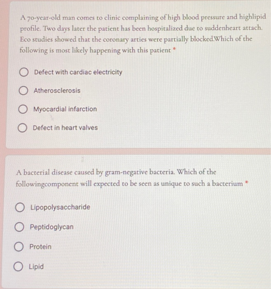 A 70-year-old man comes to clinic complaining of high blood pressure and highlipid profile. Two days later the patient has be