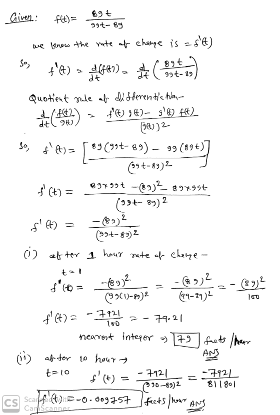 897 ggt-89 Given: f(t)= . - we know the rate of change is =flt) say ff) – ofer). (93) Quotient sale of differentiation (443)