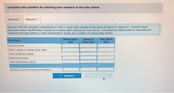 Complete this question by entering your answers in the tabs below. Required 1 Required 2 Assume that the company implements a