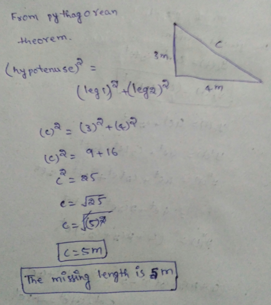 theorem. hypotenus sey 4 Pm The missing terg