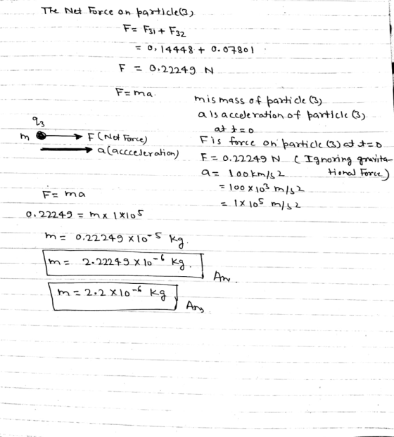 The Net Force oh partlcle3) F F3 F32 o, 14448 t o. 07801 a I> accJe roHon of partic!e (3) 3 a- 1oos Honal Fore m= 0.2224 g xi