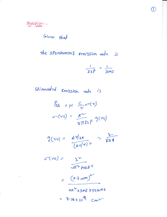 Solution, Given tha The sPonlancouş emission e Stimulattd Cmission ote C. 2